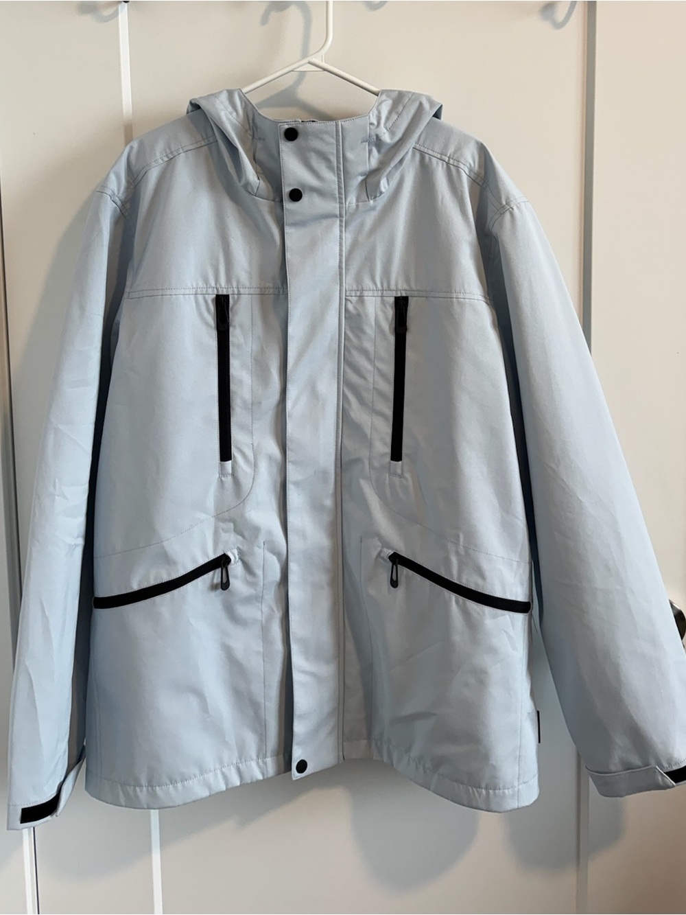 Noize Light Blue Hooded Raincoat with Black Trim